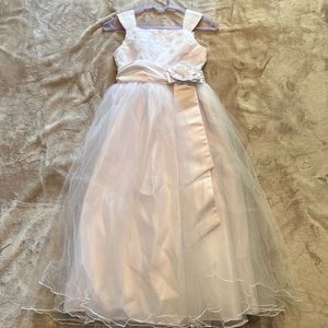 Brand new Bobbie Jean white dress with white shrug.